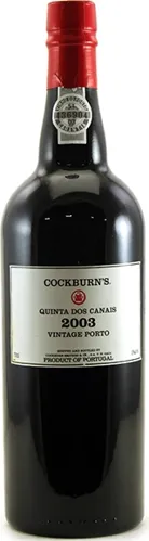 Bottle of Cockburn's Quinta dos Canais Vintage Portwith label visible