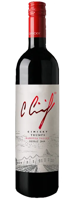 Bottle of Charles Cimicky Trumps Shirazwith label visible