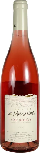 Bottle of Domaine La Manarine Côtes du Rhône Roséwith label visible