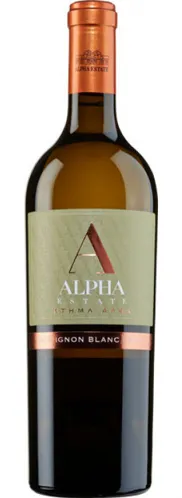 Bottle of Alpha Estate (Κτήμα Αλφα) Sauvignon Blancwith label visible
