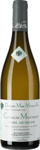 Bottle of Domaine Marc Morey & Fils Chassagne-Montrachet 1er Cru 'Les Vergers'with label visible