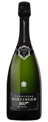 Bottle of Bollinger James Bond 007 Brut Champagnewith label visible