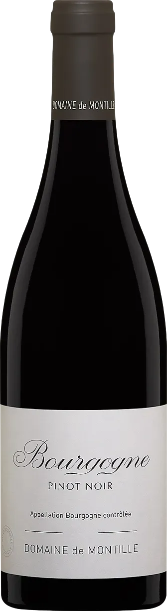 Bottle of Domaine de Montille Bourgogne Pinot Noirwith label visible