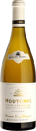 Bottle of Domaine Long Depaquit Chablis Grand Cru 'Moutonne' Monopolewith label visible