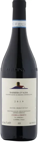 Bottle of Andrea Oberto Barbera d'Albawith label visible