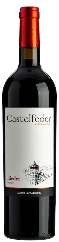 Bottle of Castelfeder Rieder Lagreinwith label visible