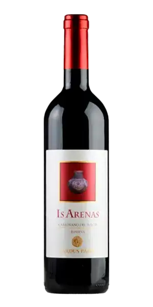 Bottle of Sardus Pater Is Arenas Riserva Carignano del Sulciswith label visible