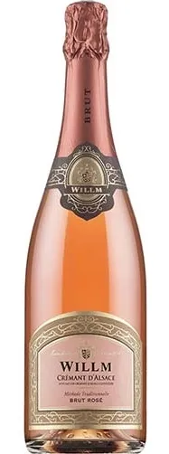 Bottle of Willm Cremant d'Alsace Brut Roséwith label visible