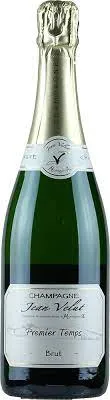 Bottle of Jean Velut Temps Brut Premier Champagnewith label visible