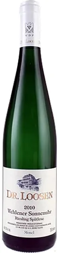 Bottle of Dr. Loosen Wehlener Sonnenuhr Riesling Spätlesewith label visible