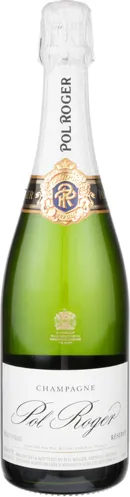 Bottle of Pol Roger Réserve Brut Champagnewith label visible