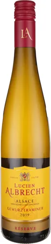 Bottle of Lucien Albrecht Gewürztraminer Réservewith label visible