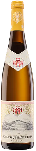 Bottle of Schloss Johannisberg Gelblack Riesling trockenwith label visible