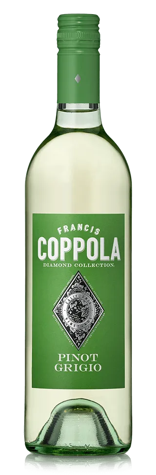 Bottle of Francis Ford Coppola Winery Diamond Collection Pinot Grigiowith label visible