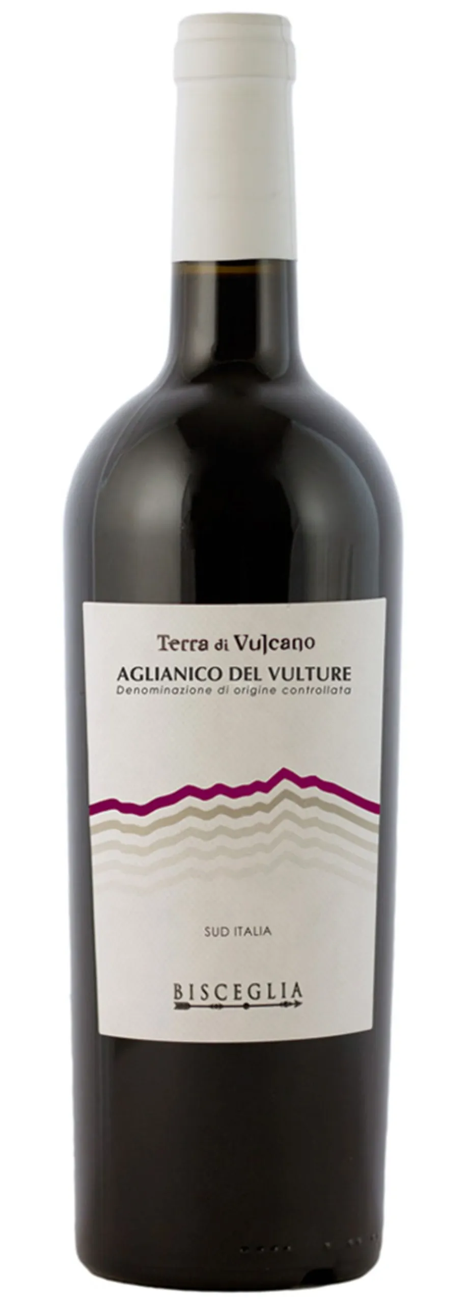 Bottle of Bisceglia Terra di Vulcano Aglianico del Vulturewith label visible