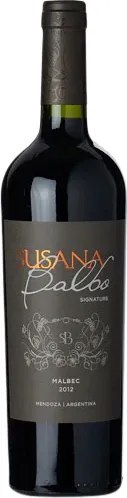 Bottle of Susana Balbo Signature Malbecwith label visible