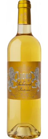 Bottle of Château Suduiraut Lions de Suduiraut Sauterneswith label visible