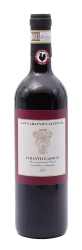 Bottle of San Fabiano Calcinaia Chianti Classicowith label visible