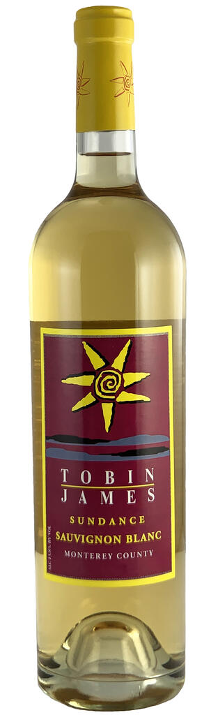 Bottle of Tobin James Cellars Sauvignon Blanc Sundancewith label visible