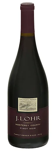 Bottle of J. Lohr Vineyards & Wines Estates Falcon's Perch Pinot Noirwith label visible