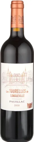 Bottle of Château Pichon Baron Les Tourelles de Longueville Pauillacwith label visible