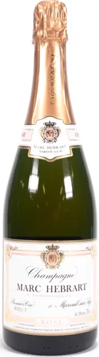 Bottle of Marc Hébrart Brut Rosé Champagne Premier Cruwith label visible