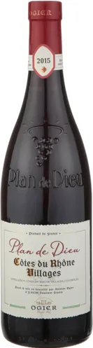 Bottle of Ogier Côtes-du-Rhône-Villages 'Plan de Dieu'with label visible