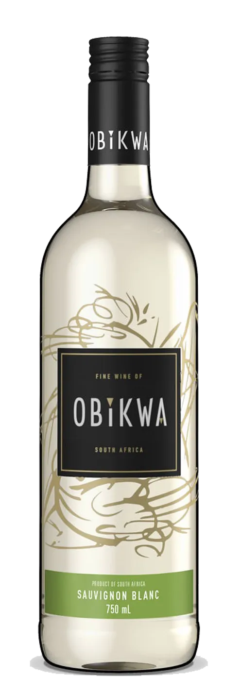 Bottle of Obikwa Sauvignon Blancwith label visible