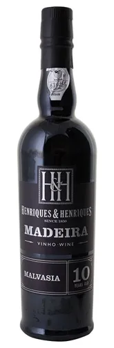 Bottle of Henriques & Henriques Malvasia 10 Years Old Madeirawith label visible