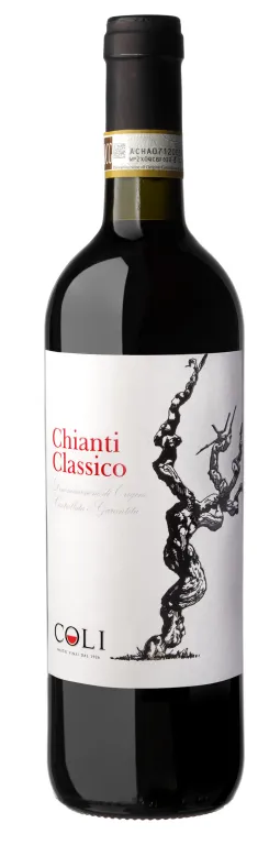 Bottle of Coli Chianti Classicowith label visible