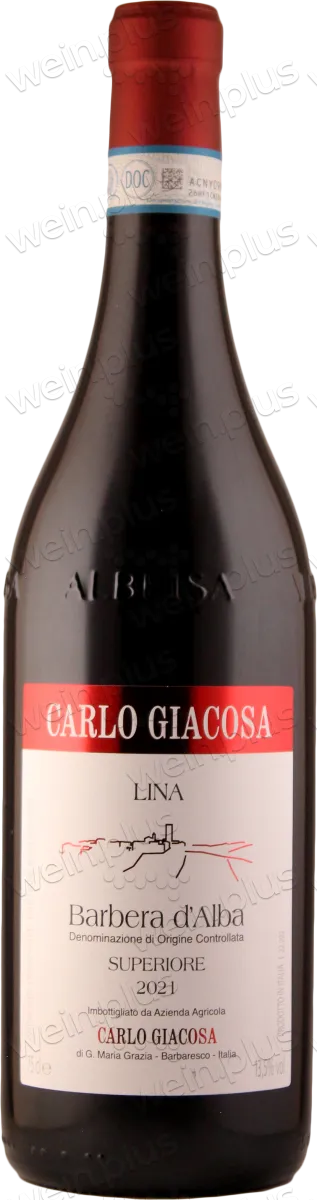 Bottle of Carlo Giacosa Lina Barbera d'Alba Superiorewith label visible