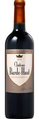 Bottle of Château Barde-Haut Saint-Émilion Grand Cruwith label visible