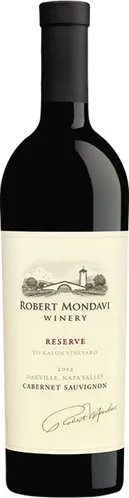 Bottle of Robert Mondavi To Kalon Vineyard Reserve Cabernet Sauvignonwith label visible