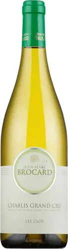 Bottle of Jean-Marc Brocard Chablis Grand Cru 'Les Clos'with label visible