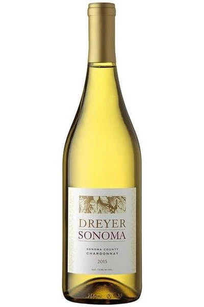 Bottle of Dreyer Sonoma Chardonnaywith label visible