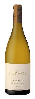 Bottle of Domaine Lafage Centenaire Côtes du Roussillon Blancwith label visible
