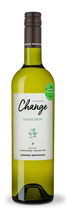 Bottle of Gérard Bertrand Change Sauvignonwith label visible