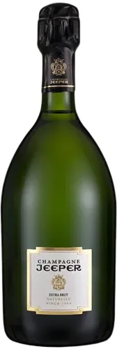 Bottle of Jeeper Naturelle Extra Brut Champagnewith label visible