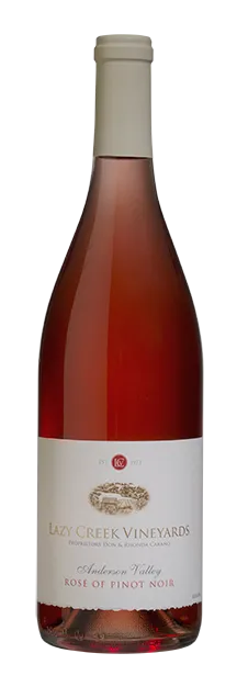 Bottle of Lazy Creek Rosé of Pinot Noirwith label visible