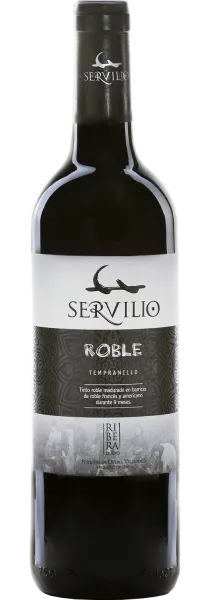 Bottle of Servilio Roble Tempranillowith label visible