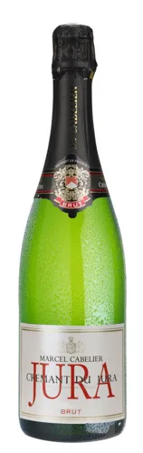 Bottle of Marcel Cabelier Crémant du Jura Brutwith label visible