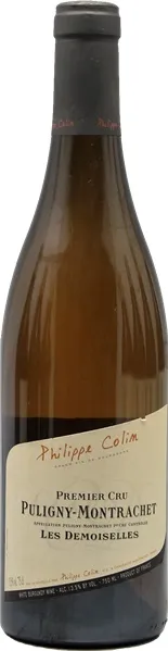 Bottle of Philippe Colin Puligny-Montrachet Premier Cru 'Les Demoiselles'with label visible