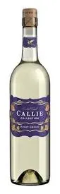 Bottle of Callie Collection Pinot Grigiowith label visible