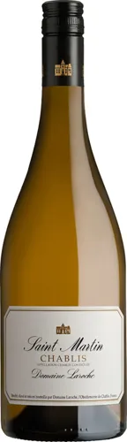 Bottle of Domaine Laroche Chablis ‘Saint Martin’with label visible