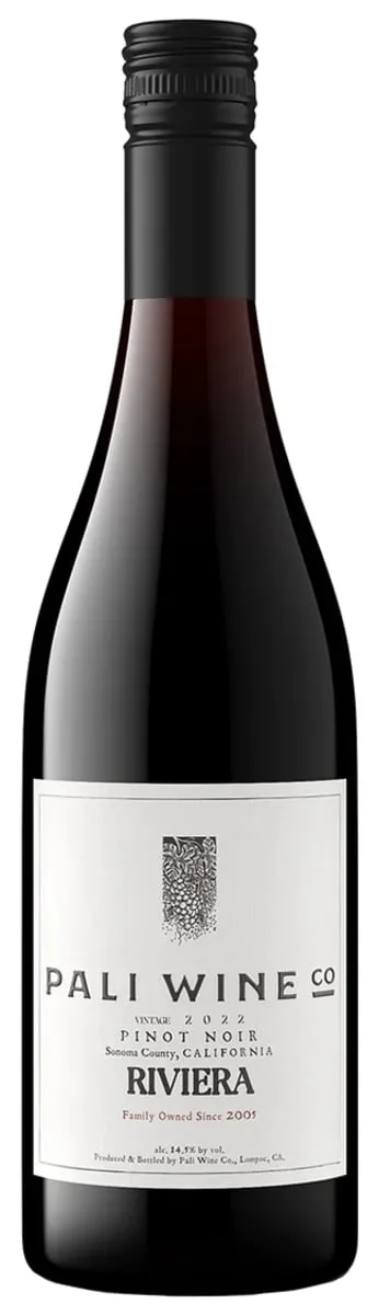 Bottle of Pali Wine Co. Riviera Pinot Noirwith label visible