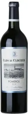 Bottle of Clos du Clocher Pomerolwith label visible