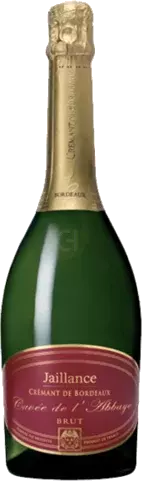 Bottle of Jaillance Cuvée de L'Abbaye Crémant de Bordeaux Brutwith label visible