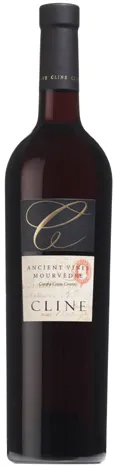 Bottle of Cline Ancient Vines Mourvèdrewith label visible