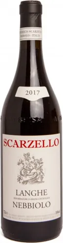 Bottle of Scarzello Langhe Nebbiolowith label visible