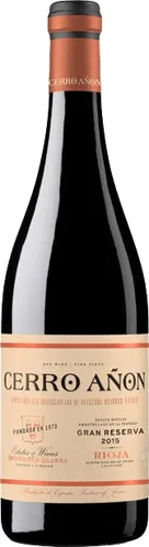 Bottle of Bodegas Olarra Cerro Añon Rioja Gran Reservawith label visible
